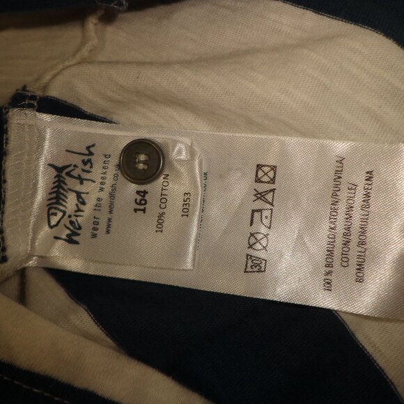 NWOT wf Weird Fish Wear The Weekend Scoop Neck Top 12 Stripes Blue/Wht Long Roll - Picture 12 of 12